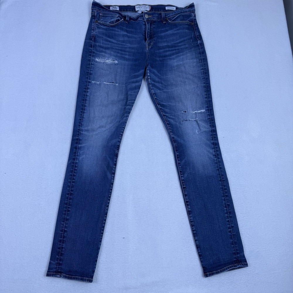 Lucky Brand Brooke Skinny 14/32 White Oak USA Red Line Selvedge Heavy Distress‎